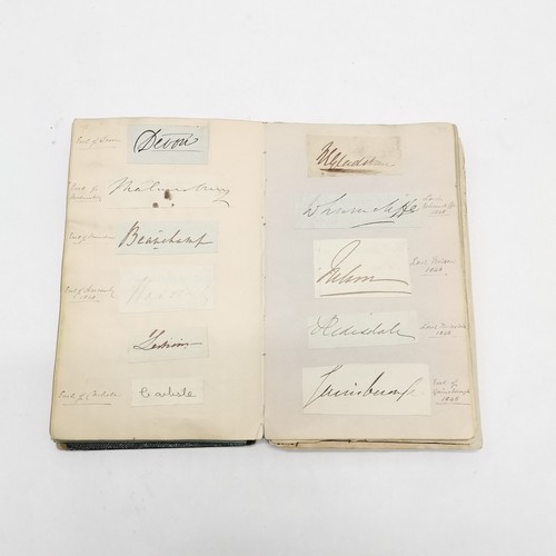 7 - Antique (1861+) autograph book with many signed pasted in pieces inc Nelson, Earls, Ladies, Montague... 