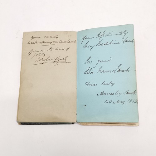 7 - Antique (1861+) autograph book with many signed pasted in pieces inc Nelson, Earls, Ladies, Montague... 