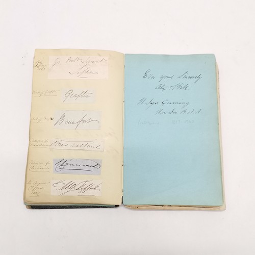 7 - Antique (1861+) autograph book with many signed pasted in pieces inc Nelson, Earls, Ladies, Montague... 