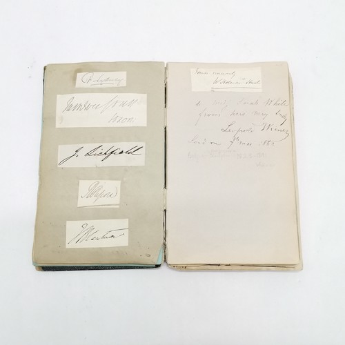 7 - Antique (1861+) autograph book with many signed pasted in pieces inc Nelson, Earls, Ladies, Montague... 