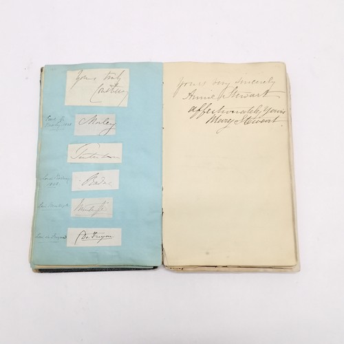 7 - Antique (1861+) autograph book with many signed pasted in pieces inc Nelson, Earls, Ladies, Montague... 