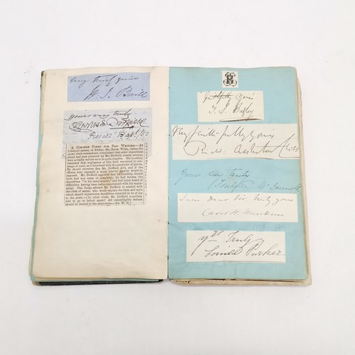 7 - Antique (1861+) autograph book with many signed pasted in pieces inc Nelson, Earls, Ladies, Montague... 