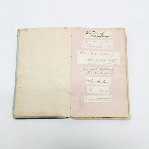 7 - Antique (1861+) autograph book with many signed pasted in pieces inc Nelson, Earls, Ladies, Montague... 