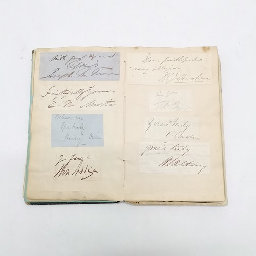 7 - Antique (1861+) autograph book with many signed pasted in pieces inc Nelson, Earls, Ladies, Montague... 