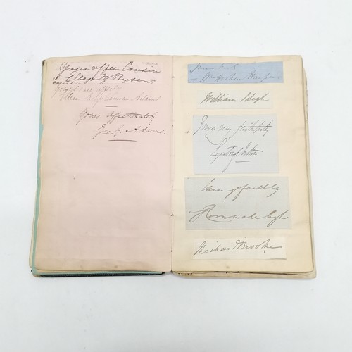 7 - Antique (1861+) autograph book with many signed pasted in pieces inc Nelson, Earls, Ladies, Montague... 