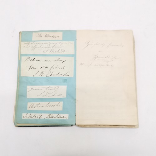 7 - Antique (1861+) autograph book with many signed pasted in pieces inc Nelson, Earls, Ladies, Montague... 