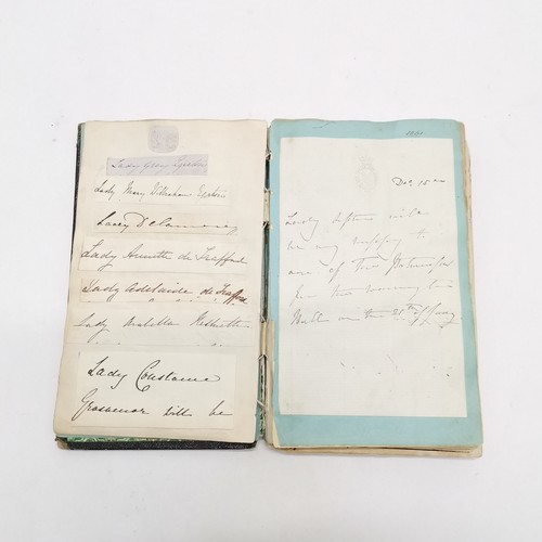 7 - Antique (1861+) autograph book with many signed pasted in pieces inc Nelson, Earls, Ladies, Montague... 