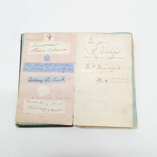 7 - Antique (1861+) autograph book with many signed pasted in pieces inc Nelson, Earls, Ladies, Montague... 