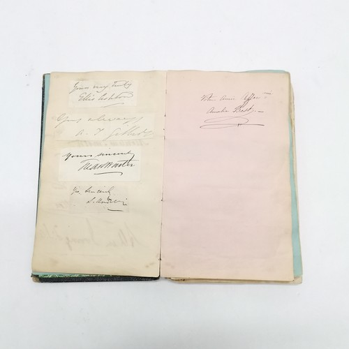 7 - Antique (1861+) autograph book with many signed pasted in pieces inc Nelson, Earls, Ladies, Montague... 