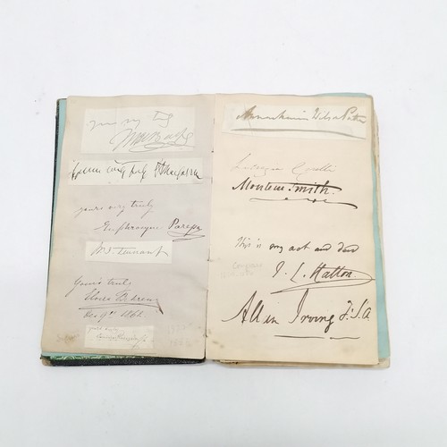 7 - Antique (1861+) autograph book with many signed pasted in pieces inc Nelson, Earls, Ladies, Montague... 