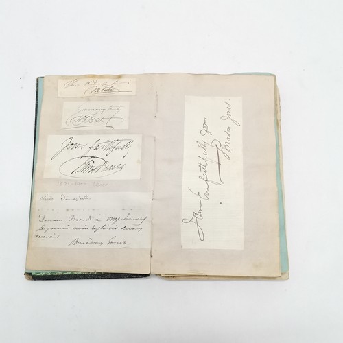 7 - Antique (1861+) autograph book with many signed pasted in pieces inc Nelson, Earls, Ladies, Montague... 