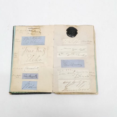 7 - Antique (1861+) autograph book with many signed pasted in pieces inc Nelson, Earls, Ladies, Montague... 