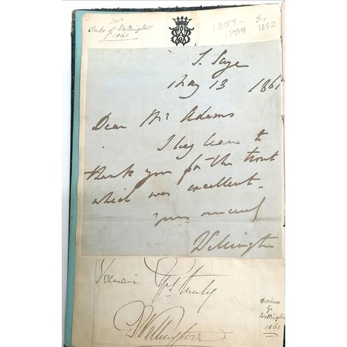 7 - Antique (1861+) autograph book with many signed pasted in pieces inc Nelson, Earls, Ladies, Montague... 