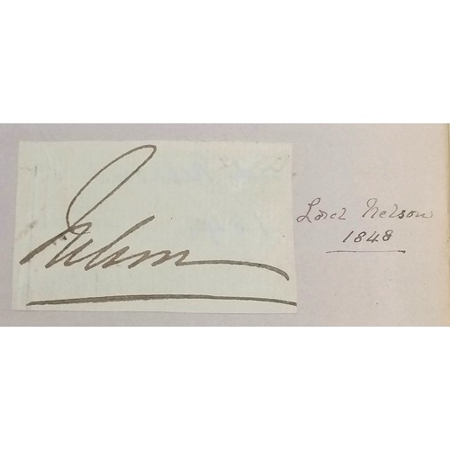 7 - Antique (1861+) autograph book with many signed pasted in pieces inc Nelson, Earls, Ladies, Montague... 