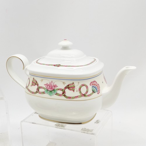 10 - Heinrich Villeroy & Boch Ars Vivendi teapot (26cm across) + sugar basin + 1 cup + 2 saucers ~ no obv... 