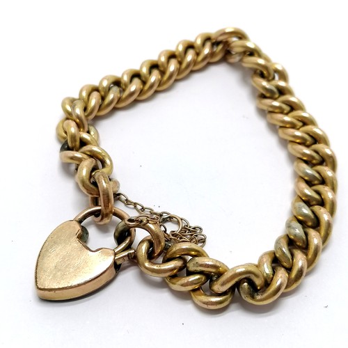 408 - Antique gold plated bracelet with heart padlock - 16cm & 18.6g - SOLD ON BEHALF OF THE NEW BREAST CA... 