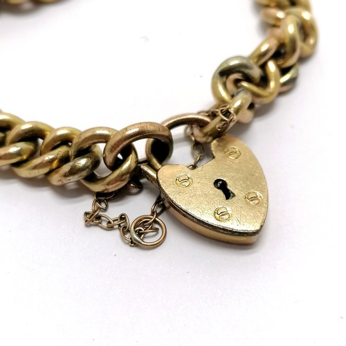 408 - Antique gold plated bracelet with heart padlock - 16cm & 18.6g - SOLD ON BEHALF OF THE NEW BREAST CA... 