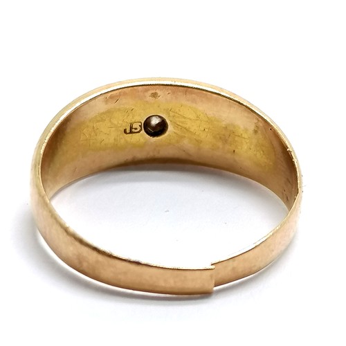 414 - Antique 15ct marked gold white stone set signet ring - size H & 1.4g total weight ~ the shank has be... 