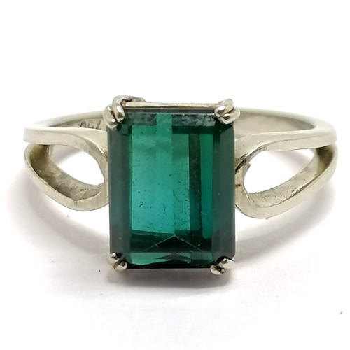 423 - 18ct marked white gold green tourmaline ? ring - size N½ & 3.8g total weight - SOLD ON BEHALF OF THE... 