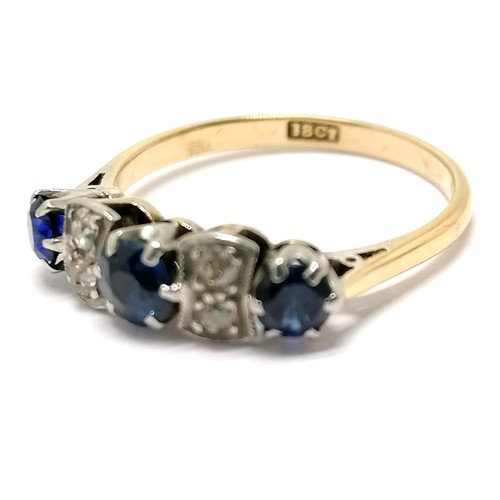 483 - Antique 18ct marked gold sapphire / diamond ring - size N & 2.5g total weight