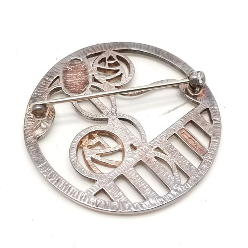 496 - Carrick Jewellery Ltd Rennie Mackintosh silver brooch (38mm & 11g) in original retail box