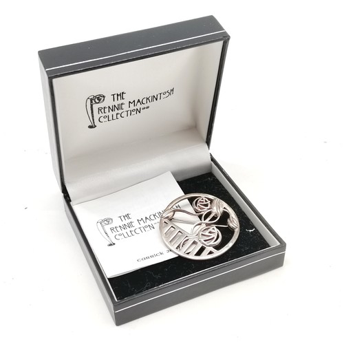 496 - Carrick Jewellery Ltd Rennie Mackintosh silver brooch (38mm & 11g) in original retail box