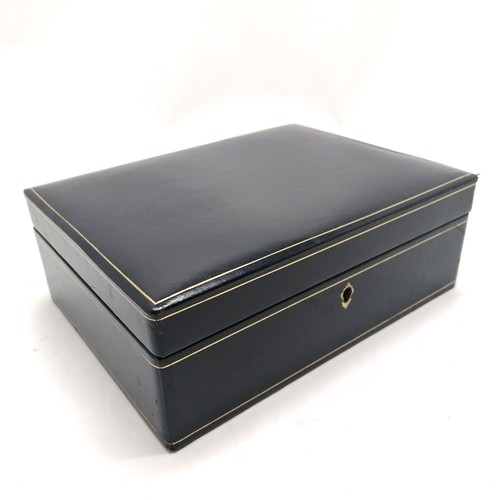 501 - 2 x vintage leather jewellery boxes - largest 24cm x 18cm x 9cm (has key) ~ the smallest has slight ... 