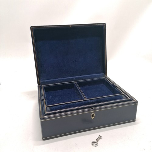 501 - 2 x vintage leather jewellery boxes - largest 24cm x 18cm x 9cm (has key) ~ the smallest has slight ... 