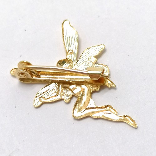 507 - 9ct hallmarked gold fairy brooch - 3cm & 1.3g ~ SOLD IN AID OF LOCAL CHARITY 'THE HONESTY JAR'