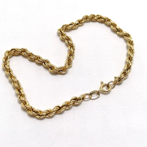 522 - 9ct hallmarked gold rope twist bracelet - 18cm & 1.7g