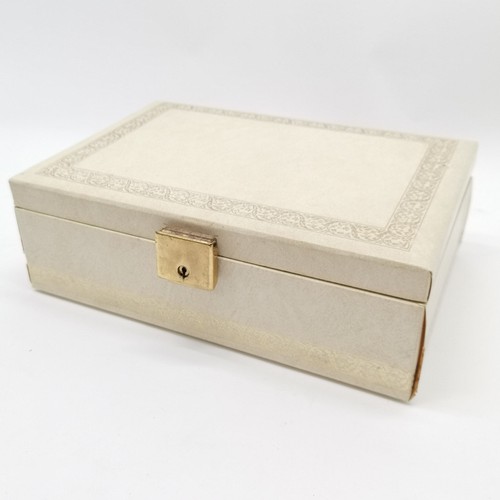 582 - Vintage jewellery box with contents inc some antique ~ box 31cm x 20cm x 10cm