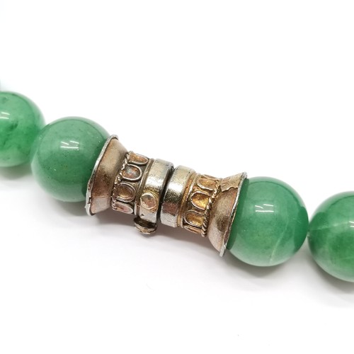 586 - Malfatti strand of large green hardstone beads with silver catch - 42cm & 152g total weight