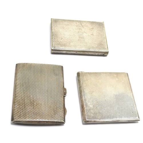 723 - Chester silver cigarettes case with engine turned detail (8cm x 6cm) & silver hallmarked compact (la... 