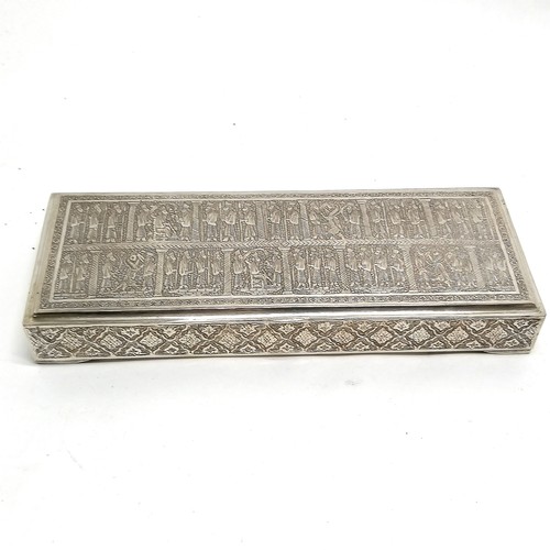 725 - 1965 inscribed silver table box presented to V R Manning in Khuzistan Iran decorated with engraved f... 