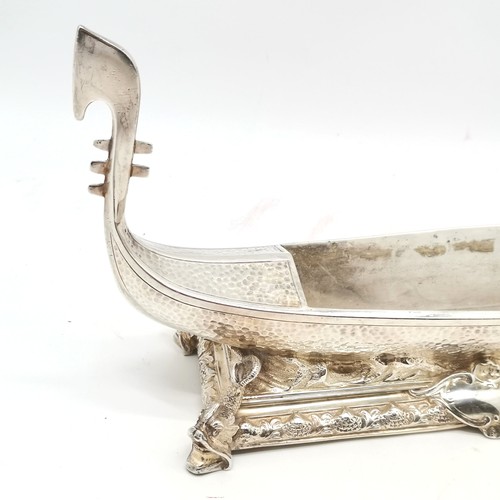 726 - Antique William Marples silver plated centrepiece / caviar dish in the form of a gondola with putti ... 