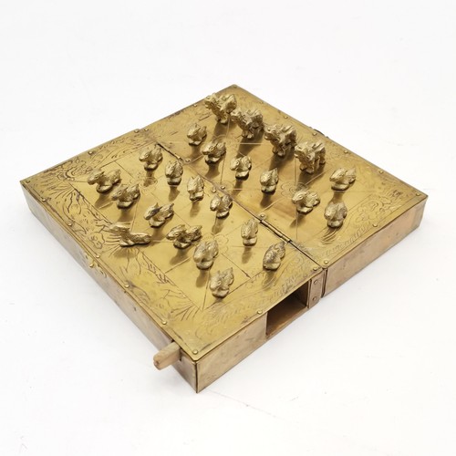 33 - Nepalese Bagh-chal board game - opened 15cm square and has 4 tigers & 20 goats