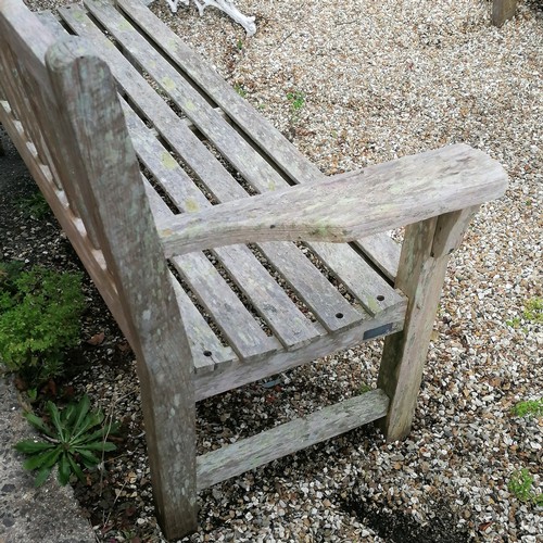 45 - Pair of weathered Barlow Tyrie teak garden benches - 160cm long x 52cm deep x 89cm high