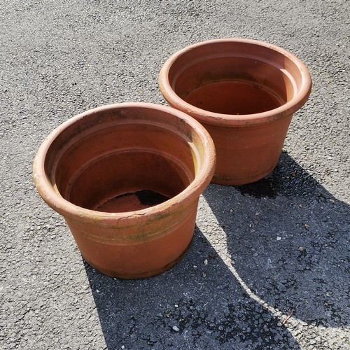 51 - Pair of large terracotta planters - surface wear to rims - largest 31.5cm high x 45cm diameter