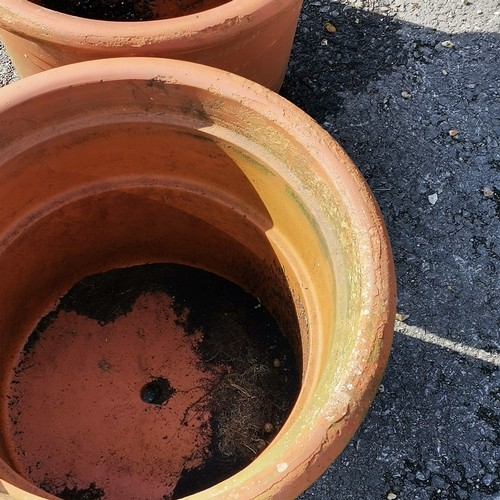 51 - Pair of large terracotta planters - surface wear to rims - largest 31.5cm high x 45cm diameter