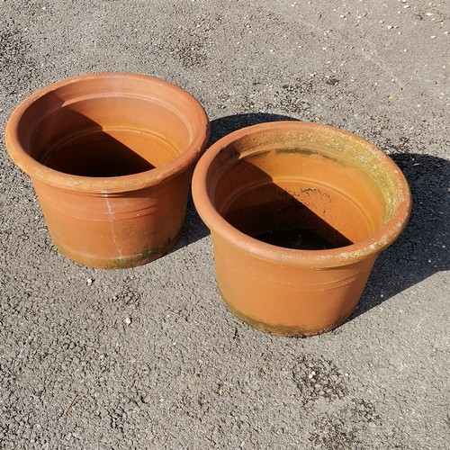 51 - Pair of large terracotta planters - surface wear to rims - largest 31.5cm high x 45cm diameter