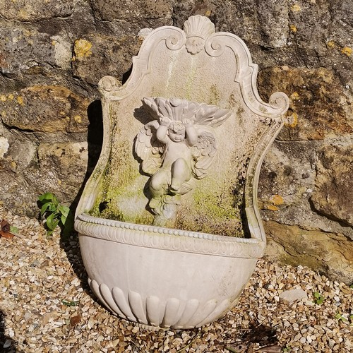 55 - Cherub decorated wall planter - approx 62cm high