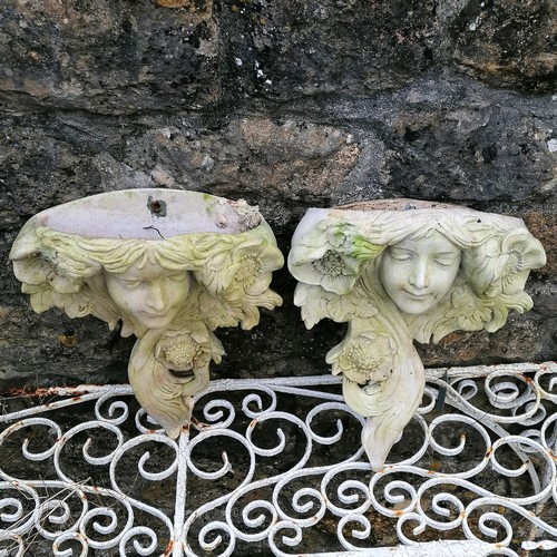 56 - Pair of decorative wall planters in the form of a females face - 40cm long x 33cm wide