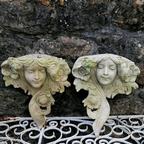 56 - Pair of decorative wall planters in the form of a females face - 40cm long x 33cm wide