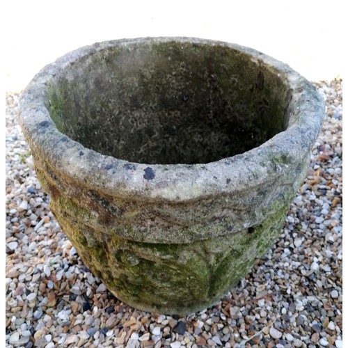 60 - 4 circular weathered planters 32cm diameter x 28cm high