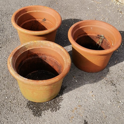 80 - 3 terracotta planters - tallest 31cm high - 2 with surface losses