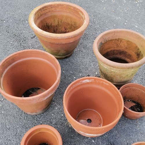 82 - 4 large terracotta planters t/w 6 terracotta plant pots - largest 48cm diameter x 34.5cm high - some... 