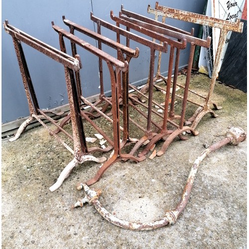 44 - 5 pairs of antique cast iron trestles etc - 77cm long x 73cm high