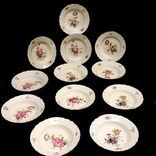 87 - 1954 Royal Copenhagen set of 12 x Botanical soup plates / bowls #1616 ~ 21.5cm diameter with no obvi... 