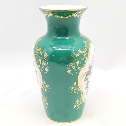 92 - Royal Worcester 200th anniversary Clarence vase with asiatic pheasant vignettes - 25.5cm high with n... 