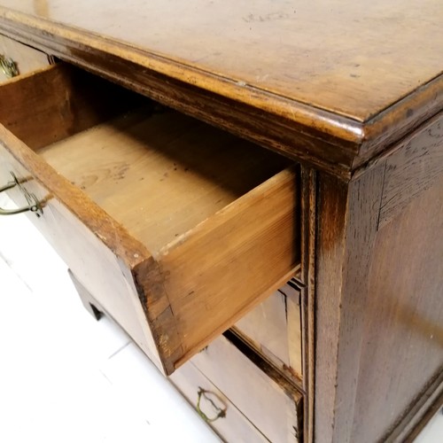 93 - Antique mahogany 2 over 3 chest of drawers with walnut veneered drawer fronts -  97cm wide x 54cm de... 